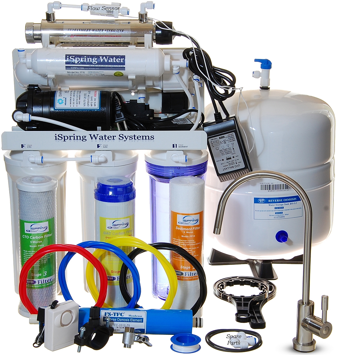 iSpring 6-stage 100GPD Reverse Osmosis UV Filter with Booster Pump #RCC1UP